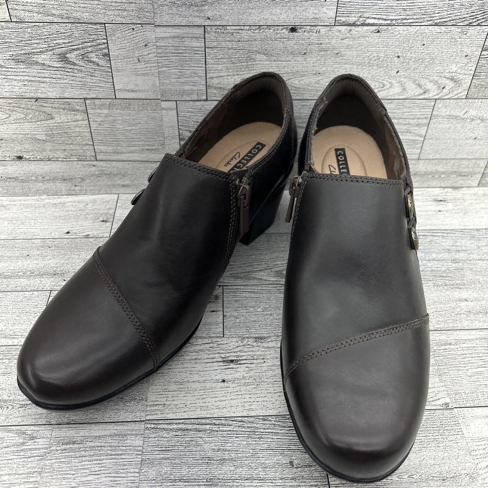 Clarks Emslie Warren Slip-On Loafer Ankle Bootie Boot Shoe Womens Brown 8 Wide